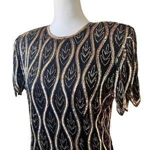 Stenay Vintage Beaded Sequin Silk Gatsby Dress